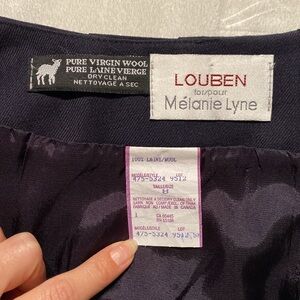 Made in Canada 100% Wool • Dark Purple Melanie Lyne Pencil Skirt • Vintage